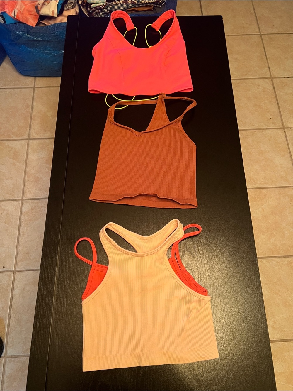 Free People Mixed Ribbed & Sporty Crop Tank Set - Coral, Rust, Peach